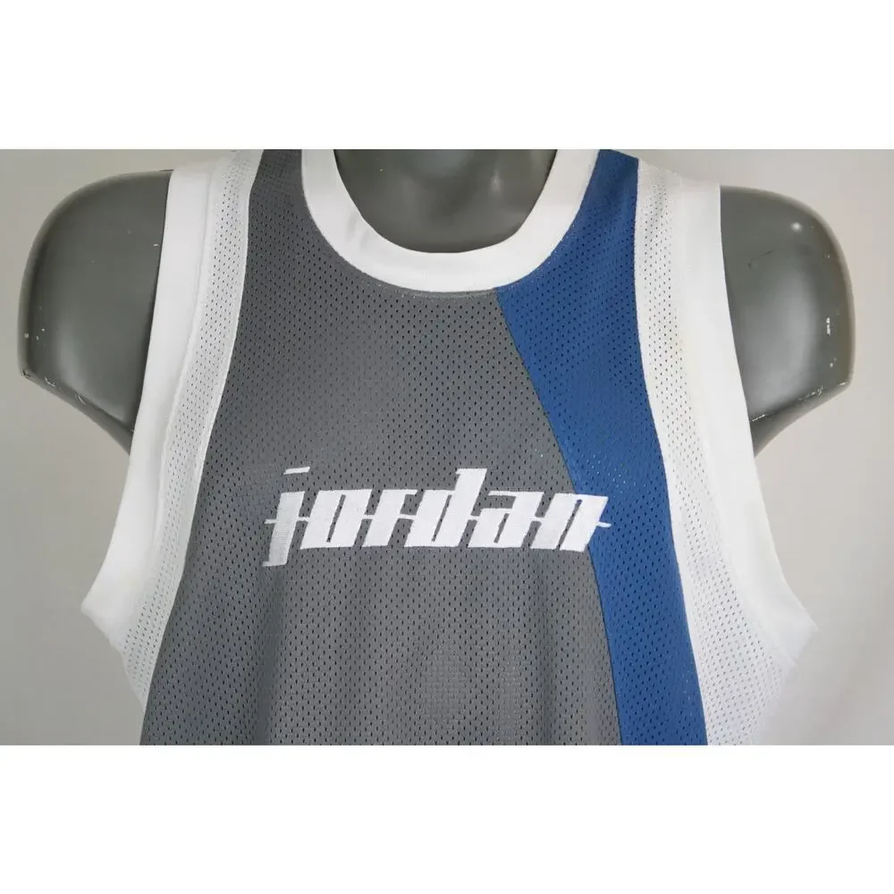 Vintage Jordan Y2K Jersey Spell Out Blue Mens L Basketball Tank